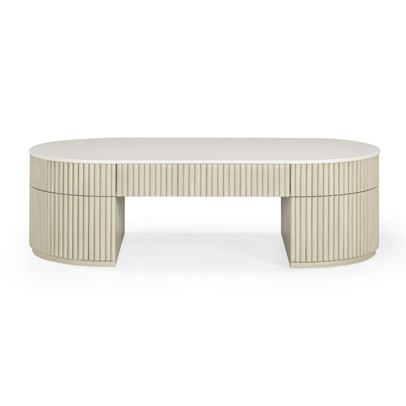 Grande table basse crème avec rangement