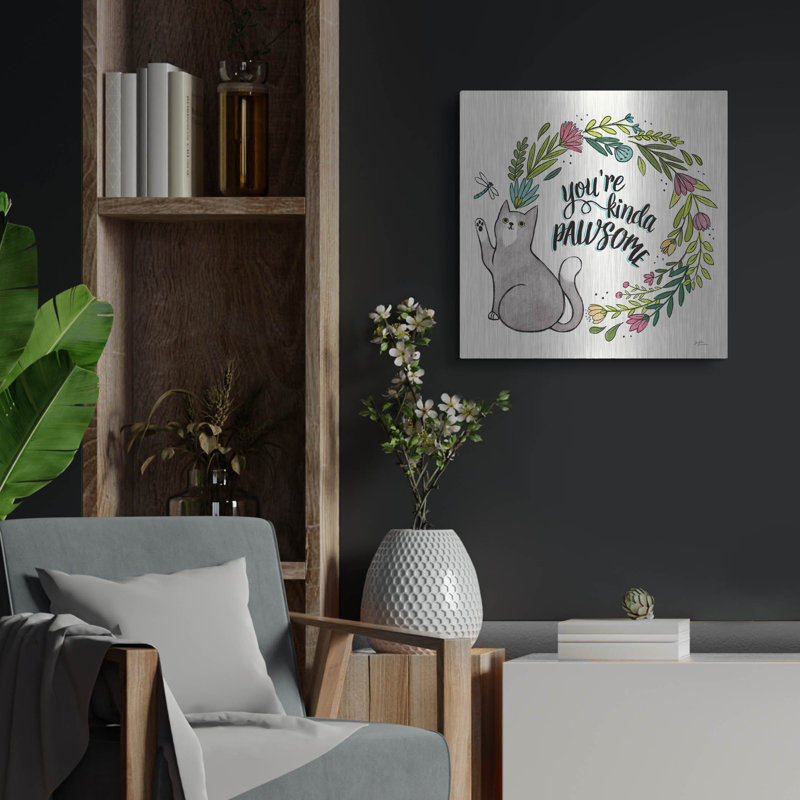 Art mural en métal «Purrfect Garden V3» par Janelle Penner, H 24 po x l 24 po