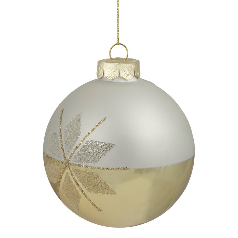Ornement de Noël en forme de flocon de neige 4 po or et blanc