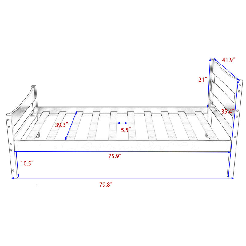Lit plateforme simple en bois avec tête de lit Berriman, Noyers