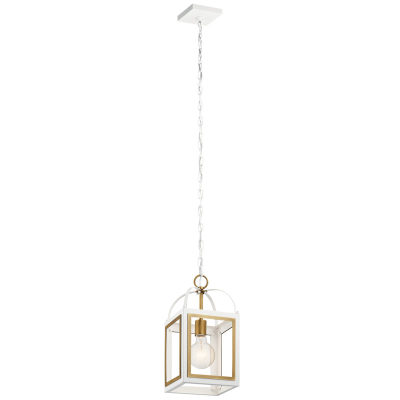 Luminaire suspendu carré / rectangulaire à 1 lumière à 1 lumière, Blanc / nickel brossé