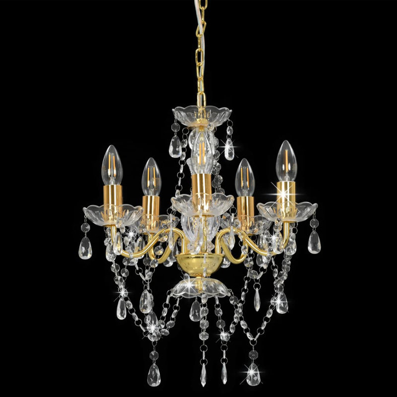 Alta 5 - Light Silver Chandelier Pendant, Golden/Transparent