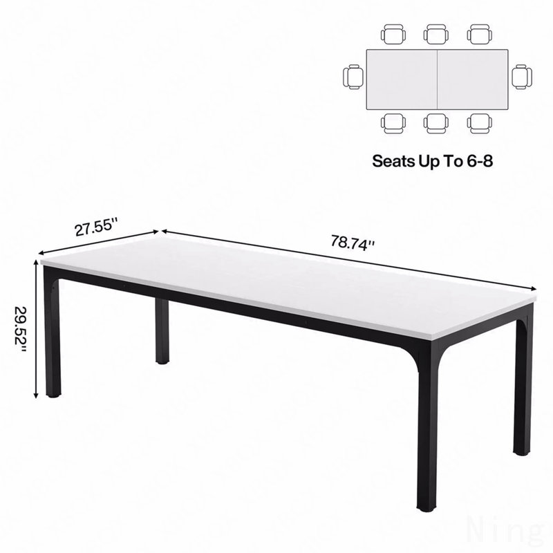 Modern Computer Desk,Rectangle Workspace Desk,Executive Desk, White, Black