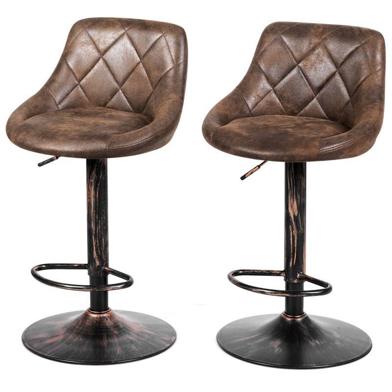 Alohilani Upholstered Adjustable Height Bar Stool with Steel Frame