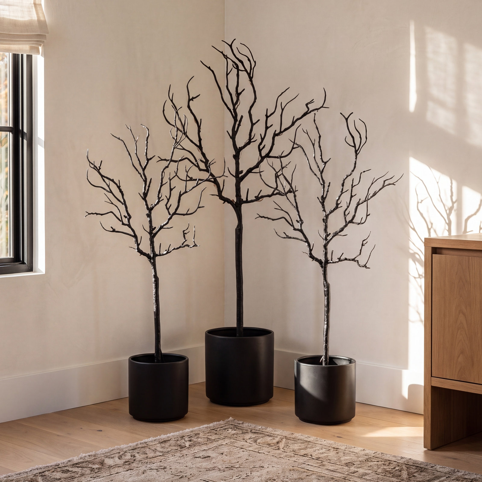 14" Pre-Lit Halloween Black Twig Branch Set