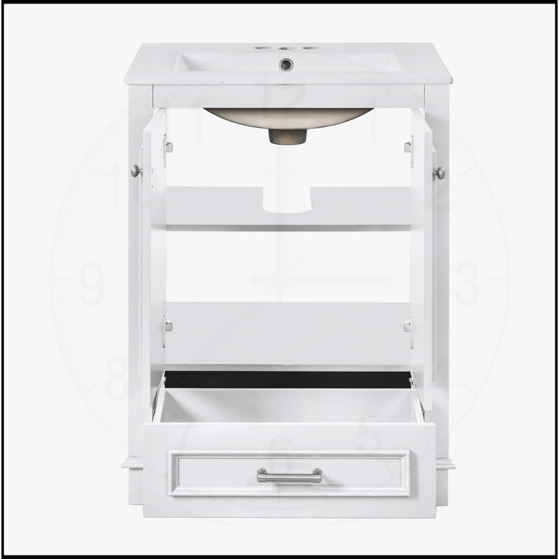 Ensemble de meuble-lavabo 24 po avec lavabo en céramique, Blanc