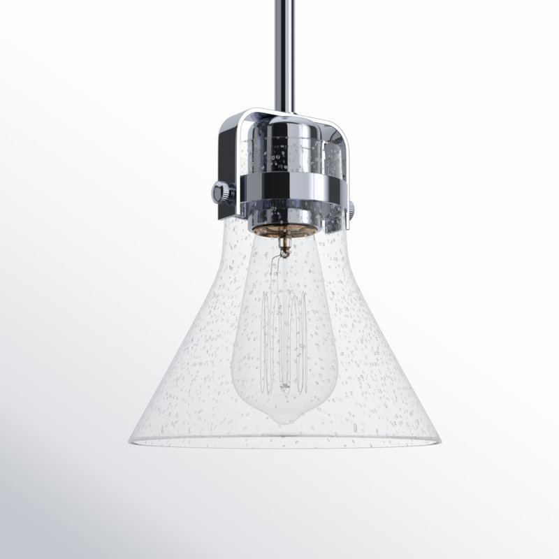 Luminaire suspendu conique à 1 lumière Amarvir, Chrome poli, Non