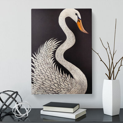 CAN-V0523-2473X Swan Sgraffito - Wrapped Canvas Print