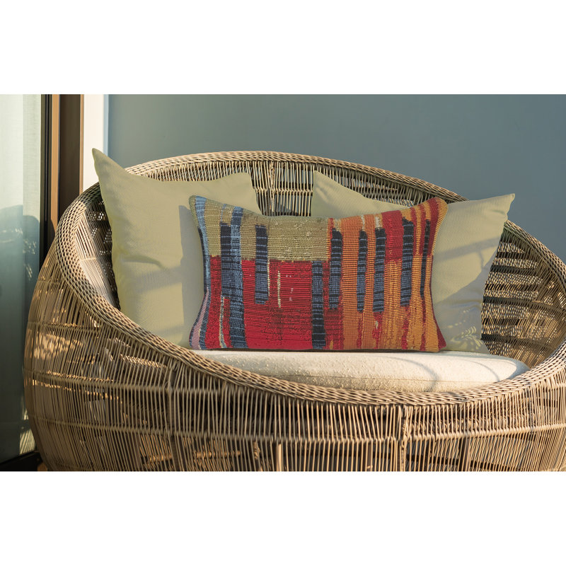 Multicolor Abstract Indoor/Outdoor Lumbar Pillow 12" x 18"