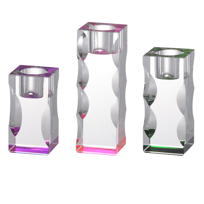 Ensemble de chandelles en verre 3 pièces