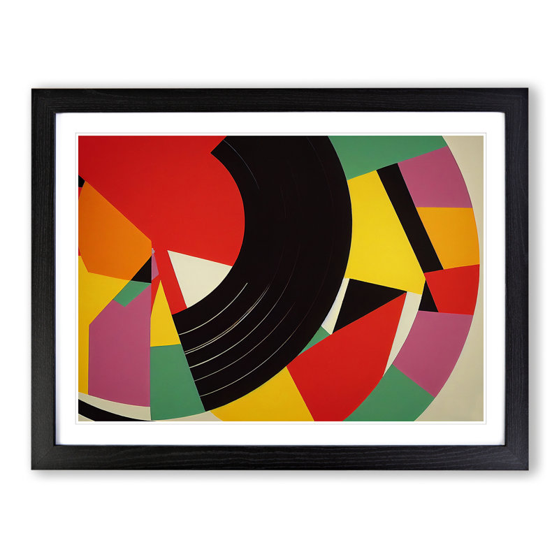 Abstract Vinyl Record Vol.2 - Framed Print, 25cm H x 34cm W x 2cm D, Black