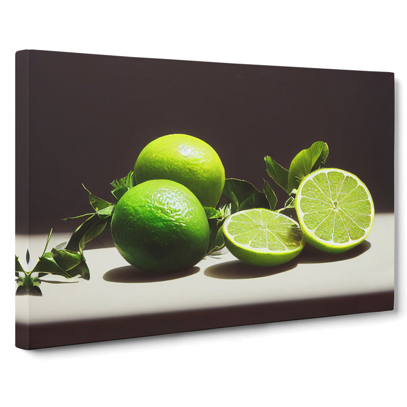 Sliced Lime Fruit - Wrapped Canvas Print, 40cm H x 60cm W x 3cm D