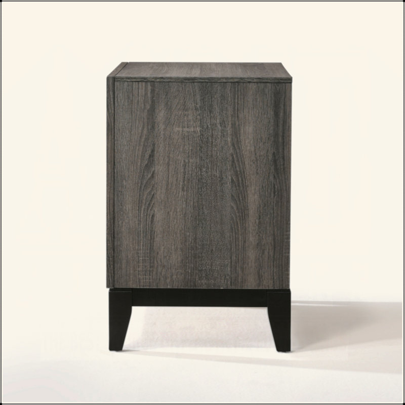 Table de chevet transitionnelle à finition grise 2 pièces