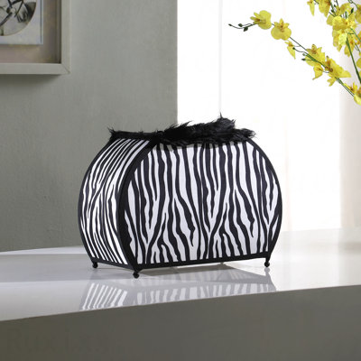 Table Lamp - Animal Print Purse Design, Black Faux Handle