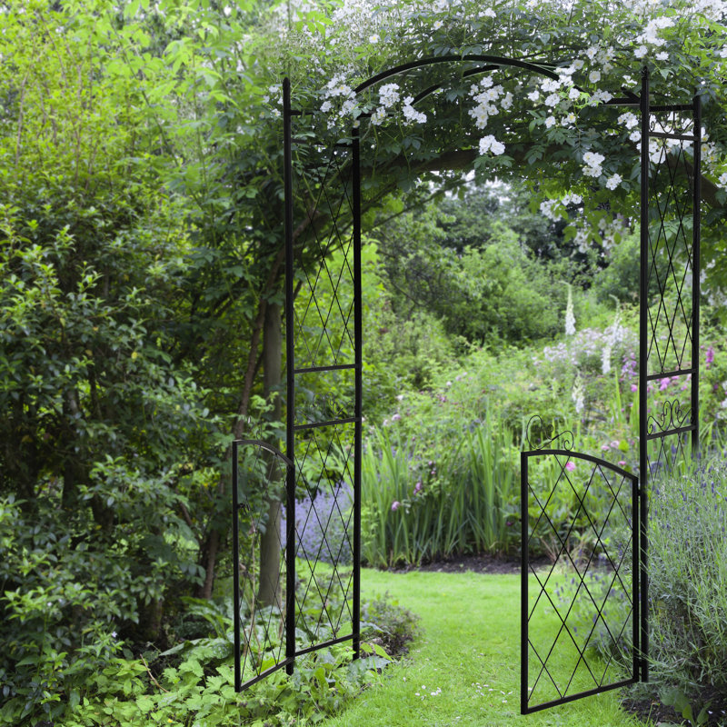 Barrière de jardin en métal de 85 po, idéale pour les vignes fleuries, décoration de mariage, pièce d'escalade noire,