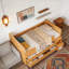 Lit double en bois avec lumière DEL, tiroirs de rangement-758699175