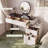 Vanity Desk With Led Lighted Mirror, Makeup Table with 4 Drawers, Dresser Table for Bedroom, White and Black