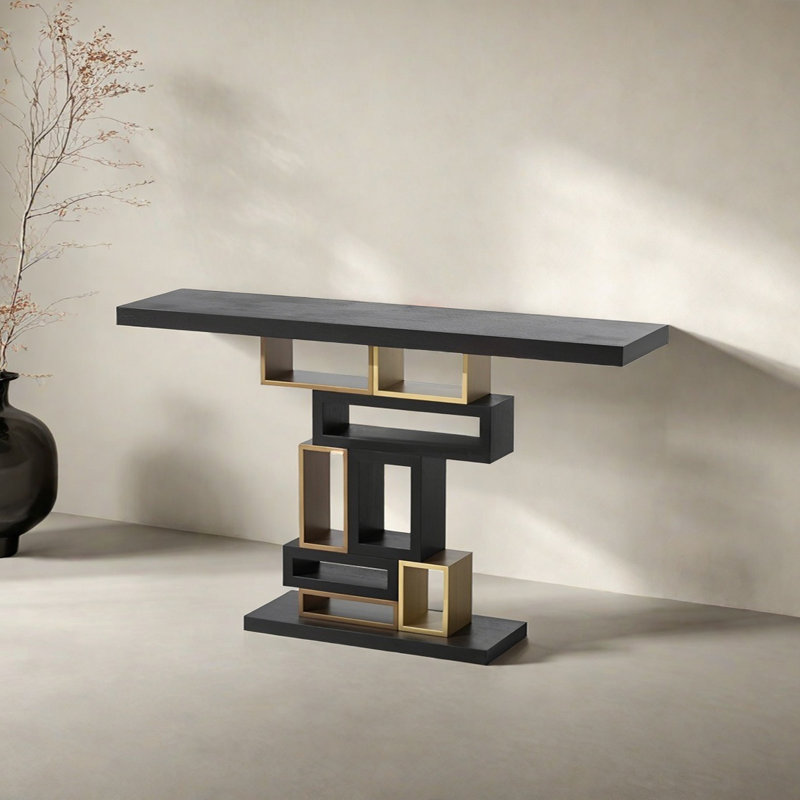 Console Modern Luxury, Noir, noir, noir, noir, H 31,5 po x l 70,87 po x P 14,96 po