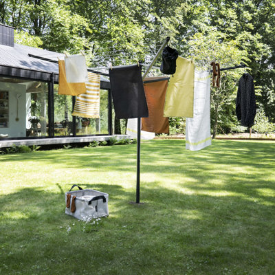 Brabantia Lift-O-Matic Outdoor Clothesline (164 ft) with Ground Spike, Cover, Clothespins and Bag