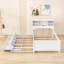 Lit plateforme en bois Brinna avec 3 tiroirs, tête de lit, gigogne simple et ports USB-1736819761-1736819766