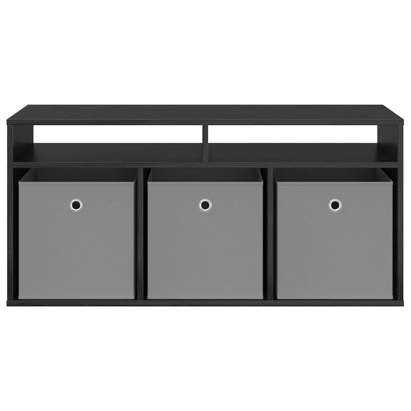 TV Stand, 19.09'' H x 40.16'' W x 12.6'' D, Black Oak