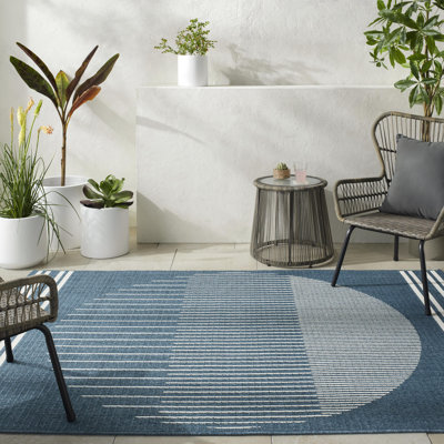 Tapis bleu intérieur / extérieur en polypropylène tissé à la machine Disaya