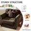 Fauteuil en velours de 41 po avec structure et coussin en bois massif, brun-130575292