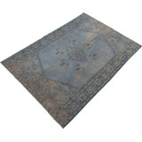 Tapis gris en laine de couleur noué la à la main 6 pi 11 po x 9 pi 5 po Transition