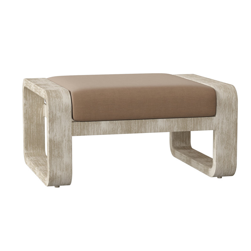 Repose-pieds d'extérieur avec coussin Vale, Blanc patiné, Tissu de voile