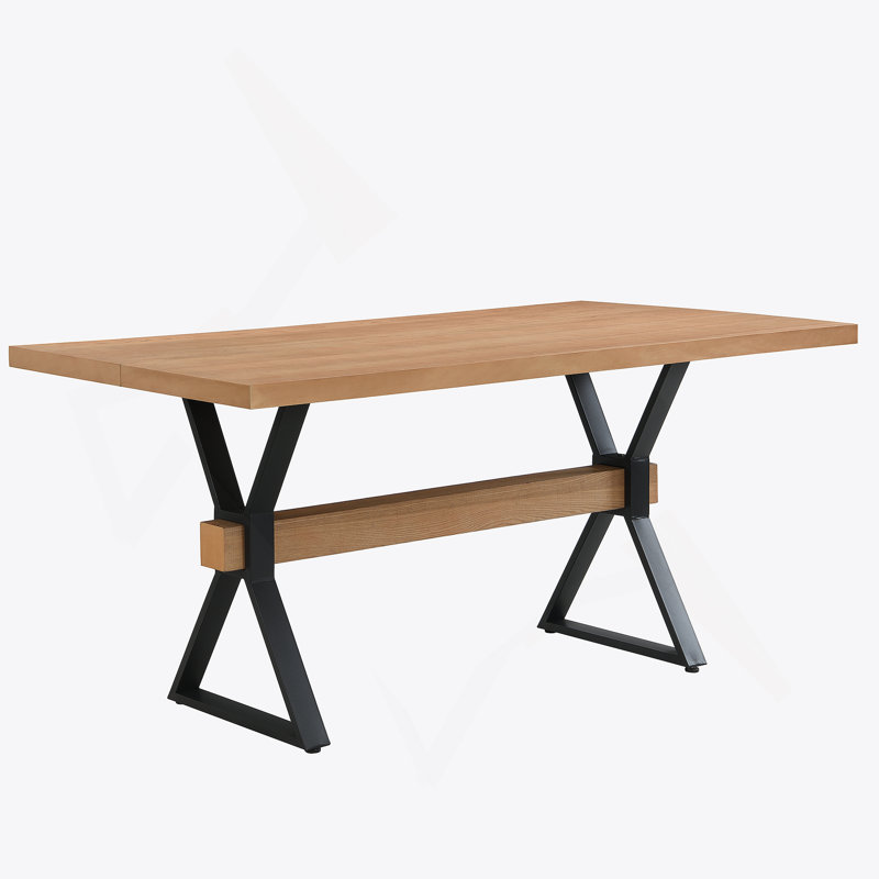 Table de salle à manger à pieds en X (naturel)