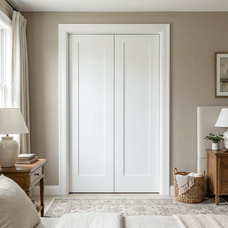 Porte intérieure à un panneau en bois blanc de style Shaker, 18 po x 80 po, avec surface apprêtée, 18" X 80", 2