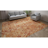 Orange Modern Wool Silk Blend Rug - 8'9" x 12'