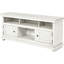 Console média en bois blanc vieilli de 60 pouces avec charme rustique, deux tablettes ouvertes pour les décorations et six compartiments de rangement dans les salons.