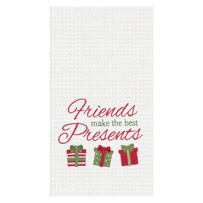 Torchon 100% coton tissé gaufré «Friends Are The Best Presents»