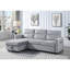Canapé-lit modulaire réversible en velours gris avec poche latérale et rangement. Sièges rembourrés de mousse, ressorts. 81,5 po x 60 po x 33,5 po, support à ressorts de 179 lb. 81,5 po x 60 po, 33,5 po
