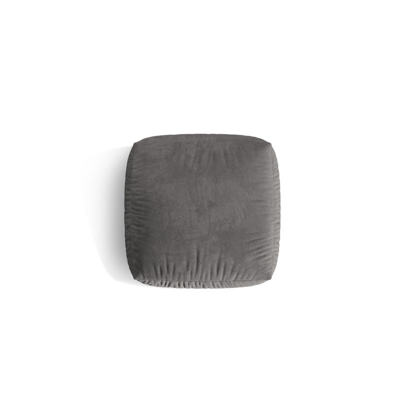 Carlens 106cm Wide Velvet Solid Colour Pouffe Ottoman, Grey