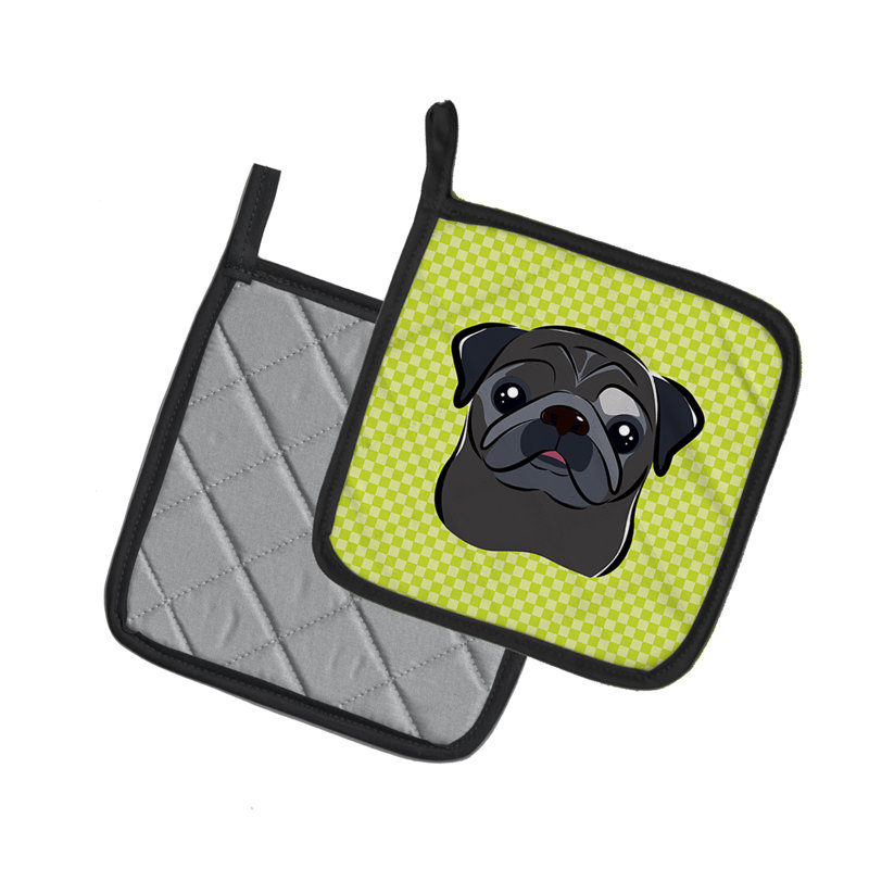 Caroline's Treasures Checkerboard Polyester Potholder, Lime Green/Black