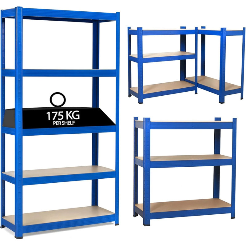 90cm W Metal Height -Adjustable Storage Rack, Blue