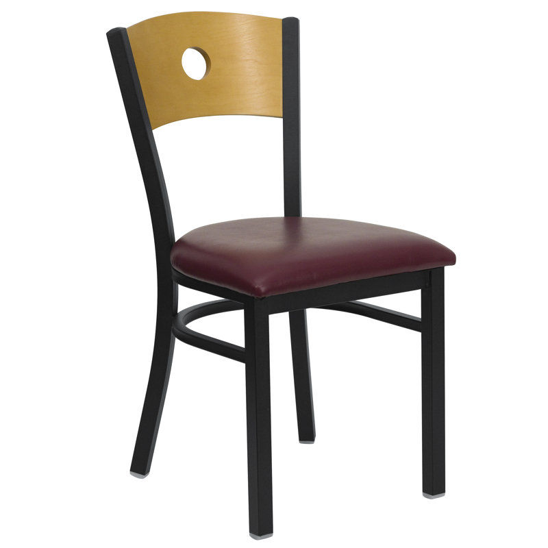 Chaise de restaurant en métal Prompton, Vinyle bourgogne