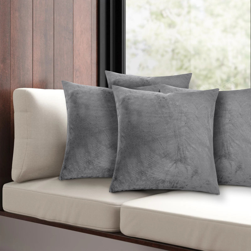 Apex Crushed Velvet Cushion Cover Set, Silver