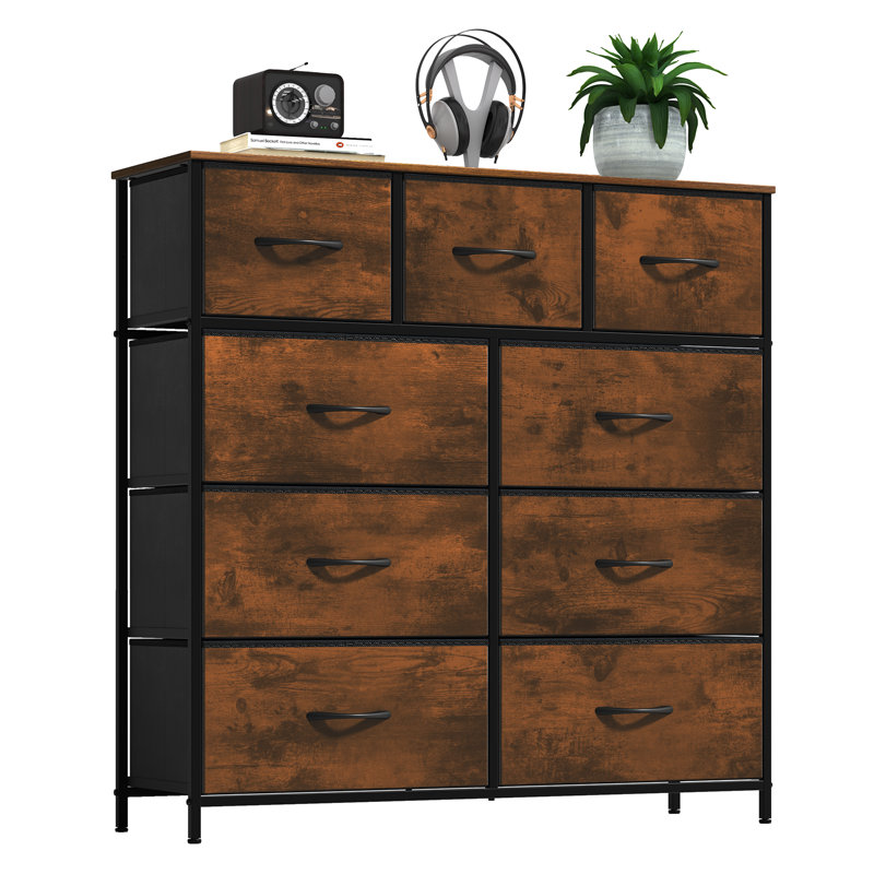 Tasleem 9 Drawer Storage Drawer, Brown/Black