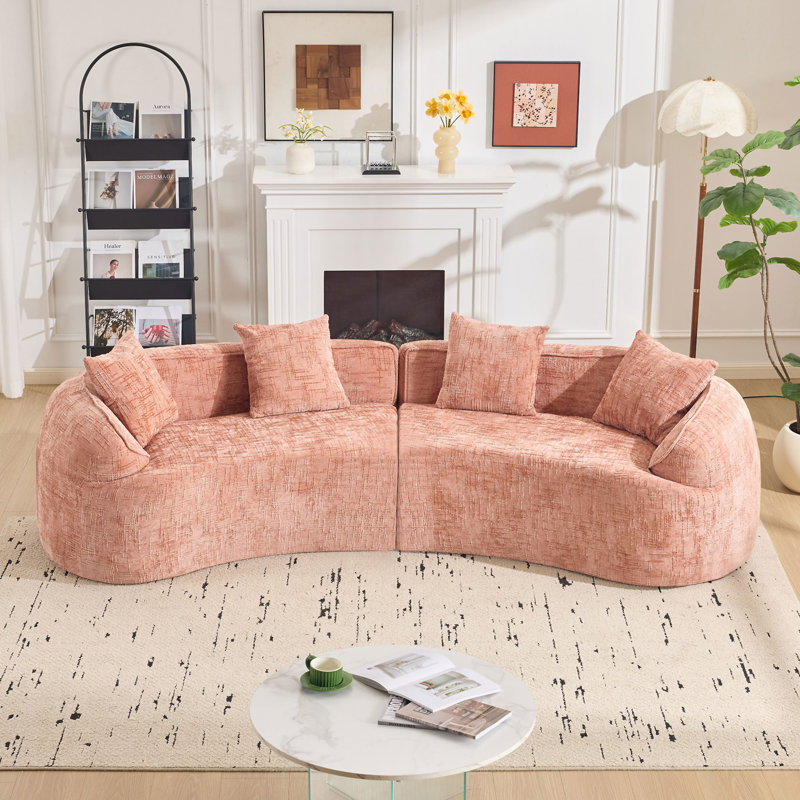 Pink Curved Compressed Sofa, Pink