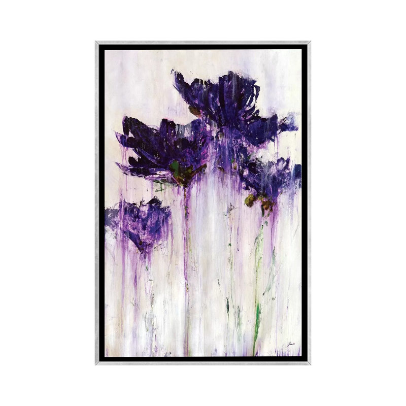 Reproduction d’art, "floral Fountain" par Julian Spencer, H 26 po x l 18 po x 1,5 po, Toile avec cadre argenté, Pas de tapis
