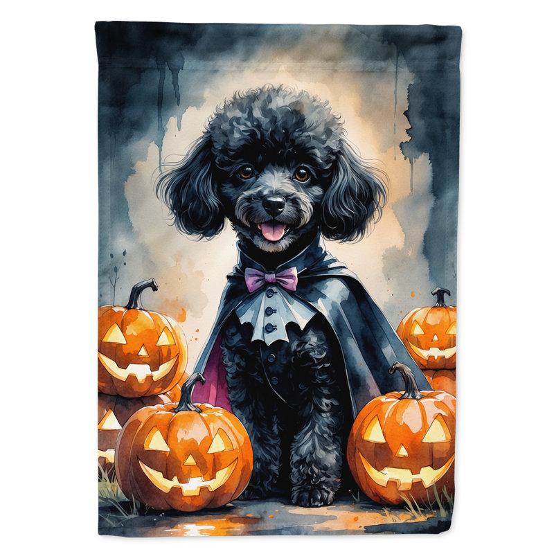 Rottweiler Puppy Halloween House Flag, Black Poodle