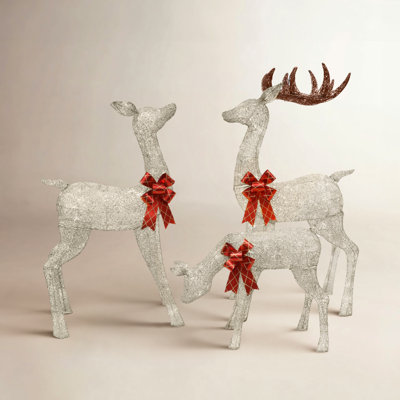Led Lights 3 Piece Deer Family Set