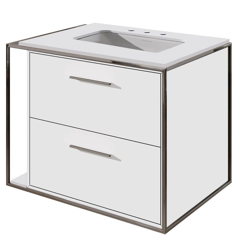 Linea 24" Vanity Base, Ash Gray, Polished Stainless Steel, 8" Widespread