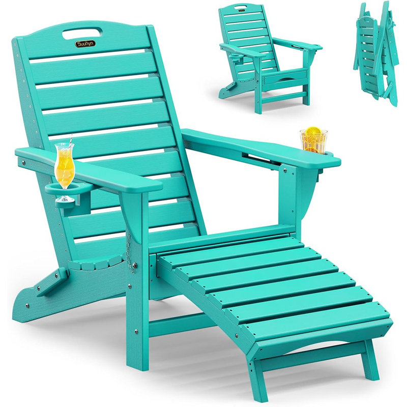 Chaise Adirondack pliante avec repose-pieds rétractable résistant aux intempéries ...