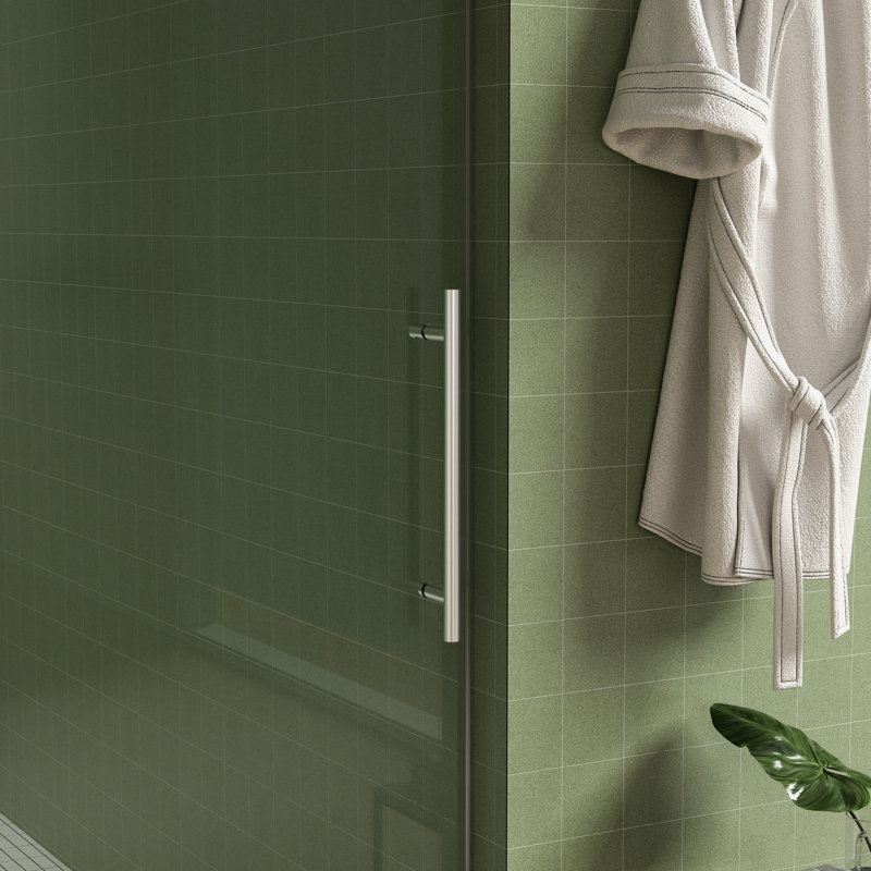 Porte de douche de salle de bain, l 56 à 60 po x H 70 po, verre trempé de 8 mm, porte coulissante en nickel brossé et en verre épais imperméable, barre à serviettes coulissante, couche de nettoyage double face et tampon moderne