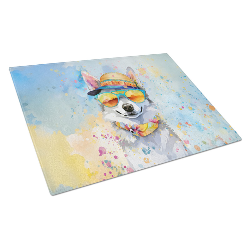 Grande planche à découper en verre Alaskan Klee Kai Hippie Dawg