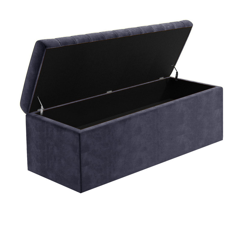 Safar Large Naples Ottoman Storage Box – Multi- Functional Striped Upholstered Blanket Box, 40cm H x 120cm W x 40cm D